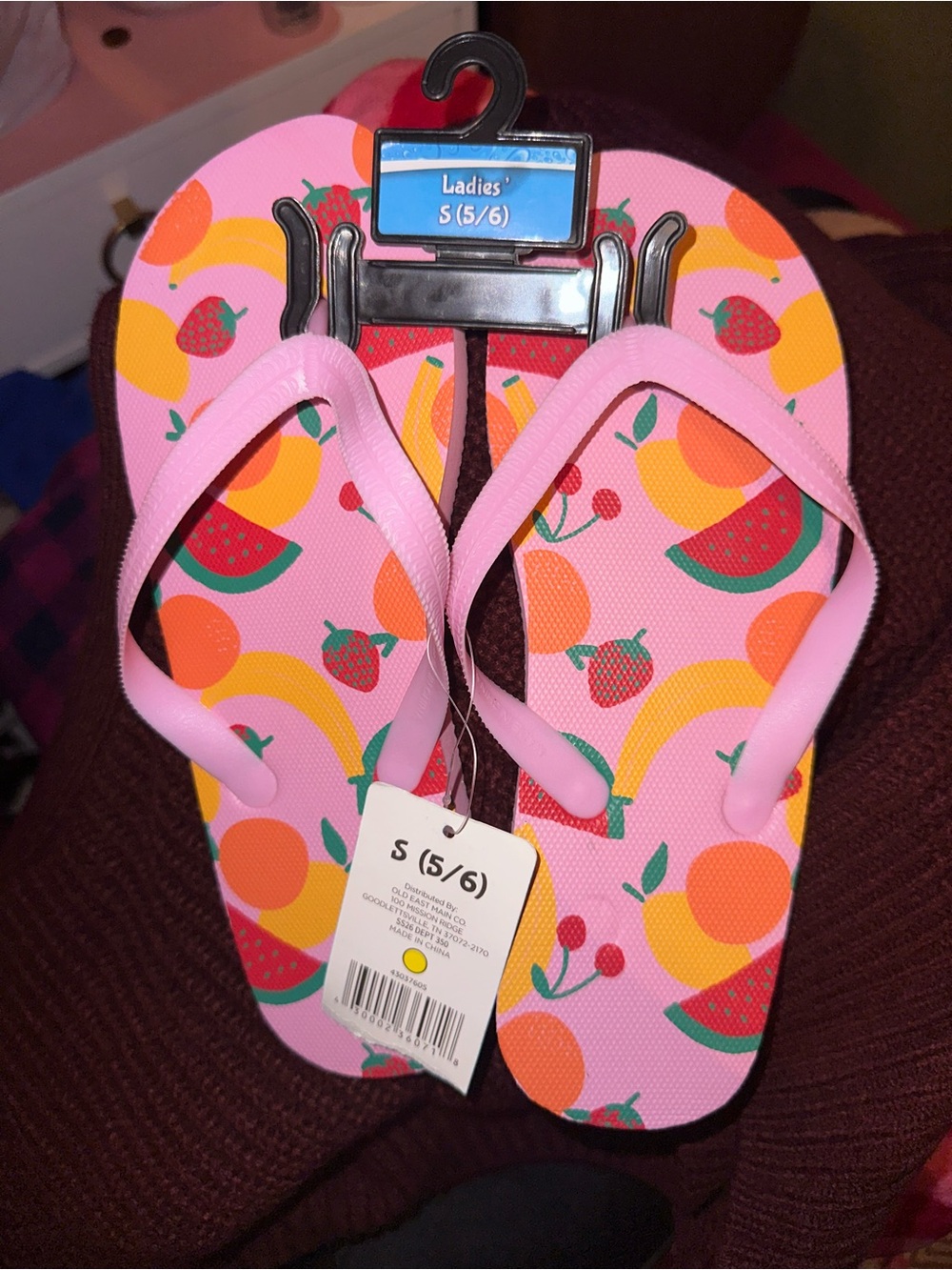 Pink Fruit Print Ladies Flip Flops